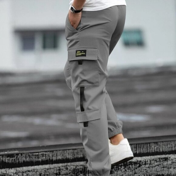Grey Mens Cargo Pants - Picture 2 of 4